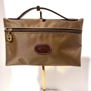 Longchamp Vintage Nylon Small Zippered Handle Pouch